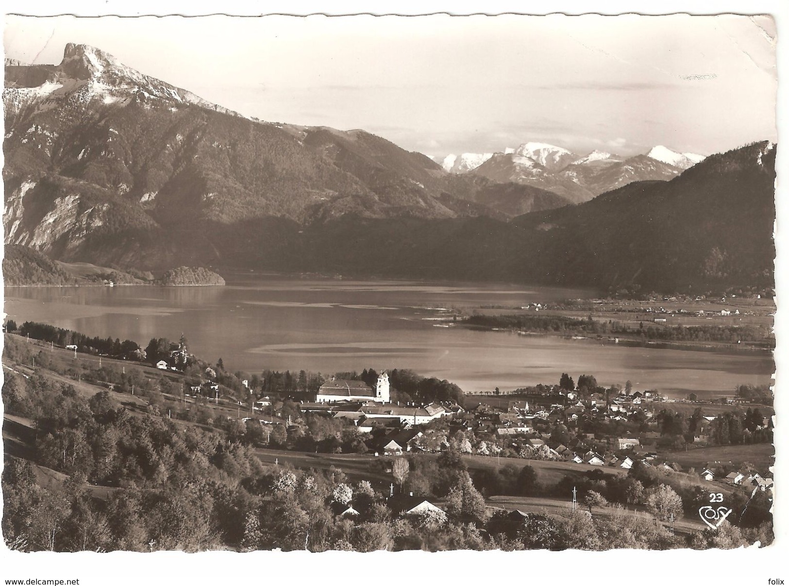 Mondsee - Ortschaft Am See Mit Schafberg Und Salzkammergut-Berge - 1953 - Mondsee