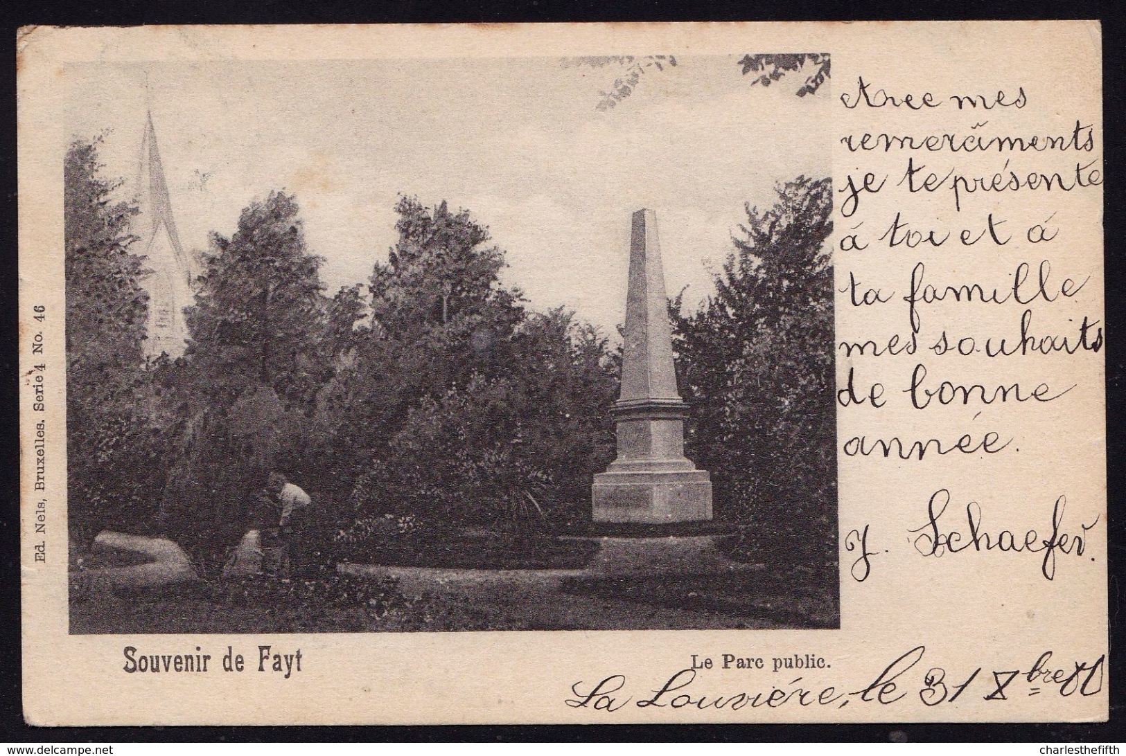 SOUVENIR DE FAYT ( Manage ) - LE PARC PUBLIC 1900 ! Animée - Manage