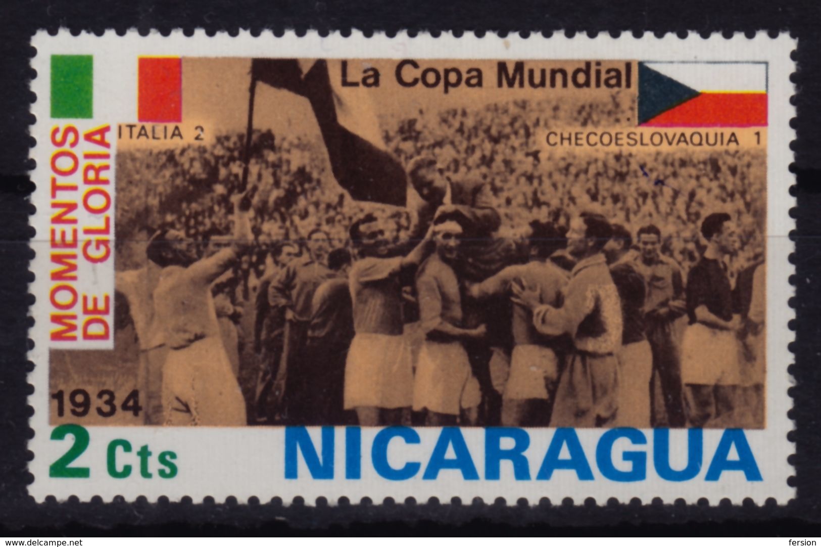 ITALY Vs. Czechoslovakia Player - 1934 FIFA World Cup ITALY - Football Soccer - Nicaragua 1974 - MNH - 1934 – Italie