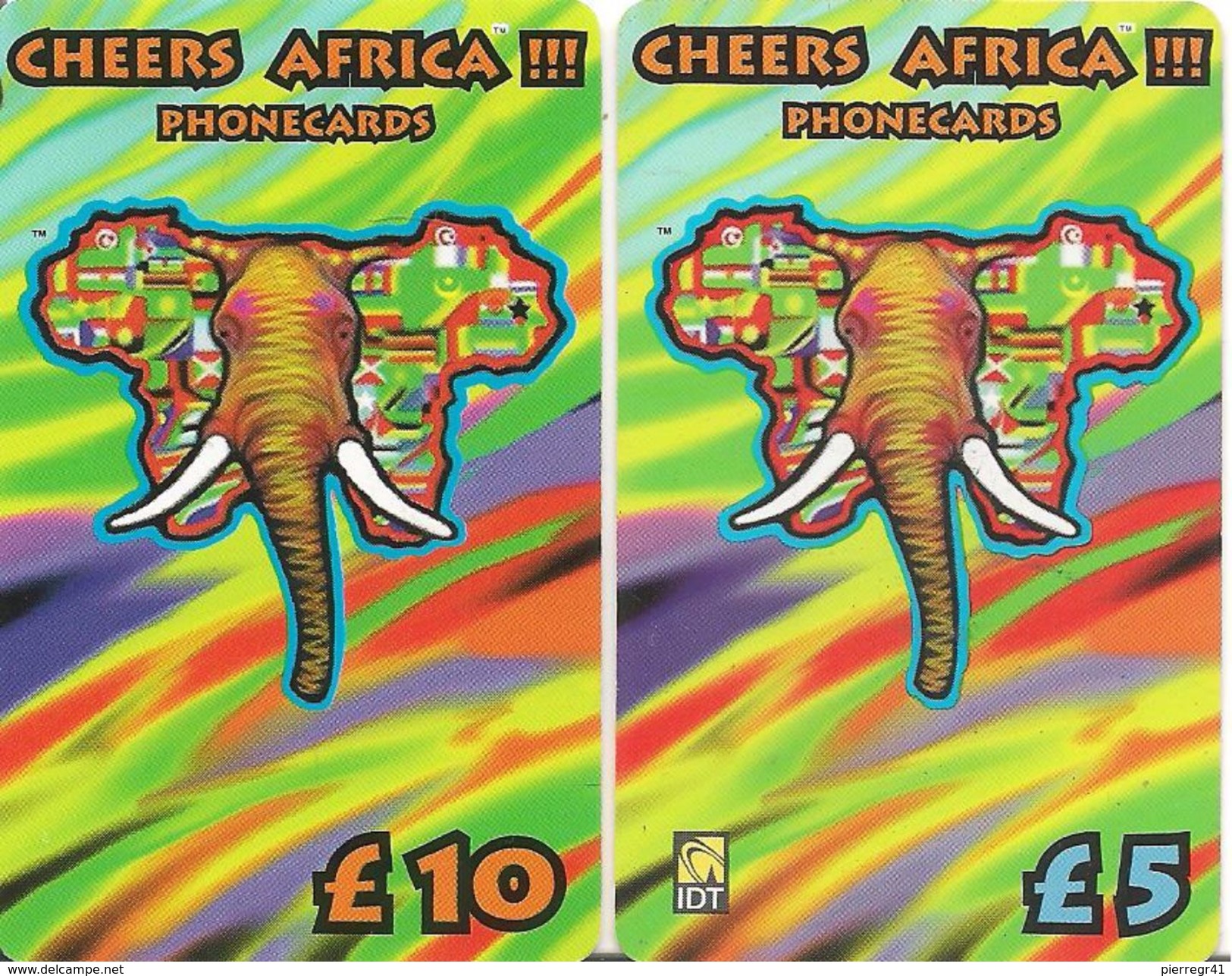 2-CARTES+-PREPAYEE-5£/10£-CHEERS AFRICA- ELEPHANT-GRATTE-TBE - - Autres & Non Classés