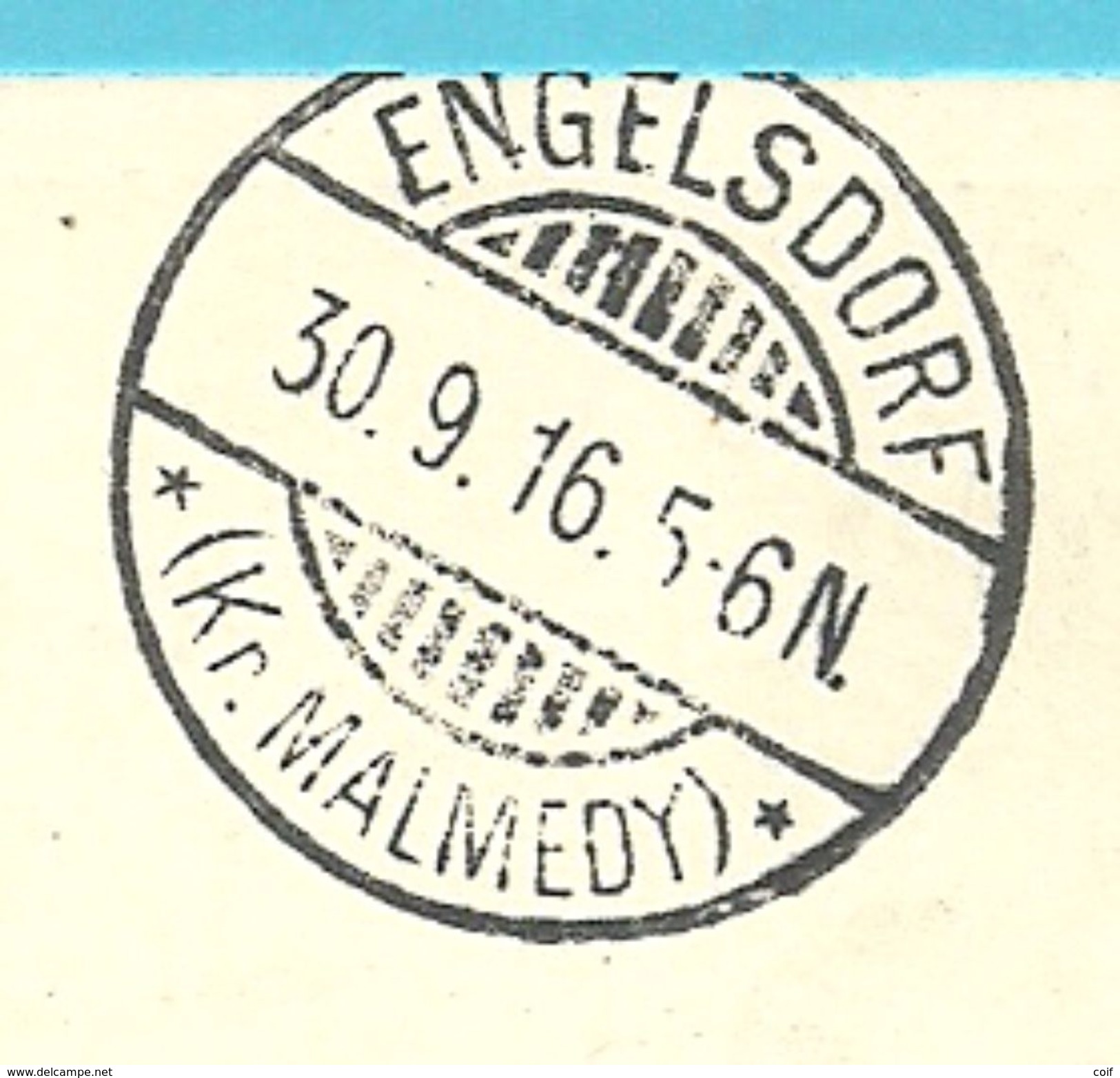 Kaart Met Stempel ENGELSDORF / (Kr.MALMEDY) (duits Type) Op 30/9/1916 (Oostkantons) (cantons De L'Est) - OC55/105 Eupen & Malmédy