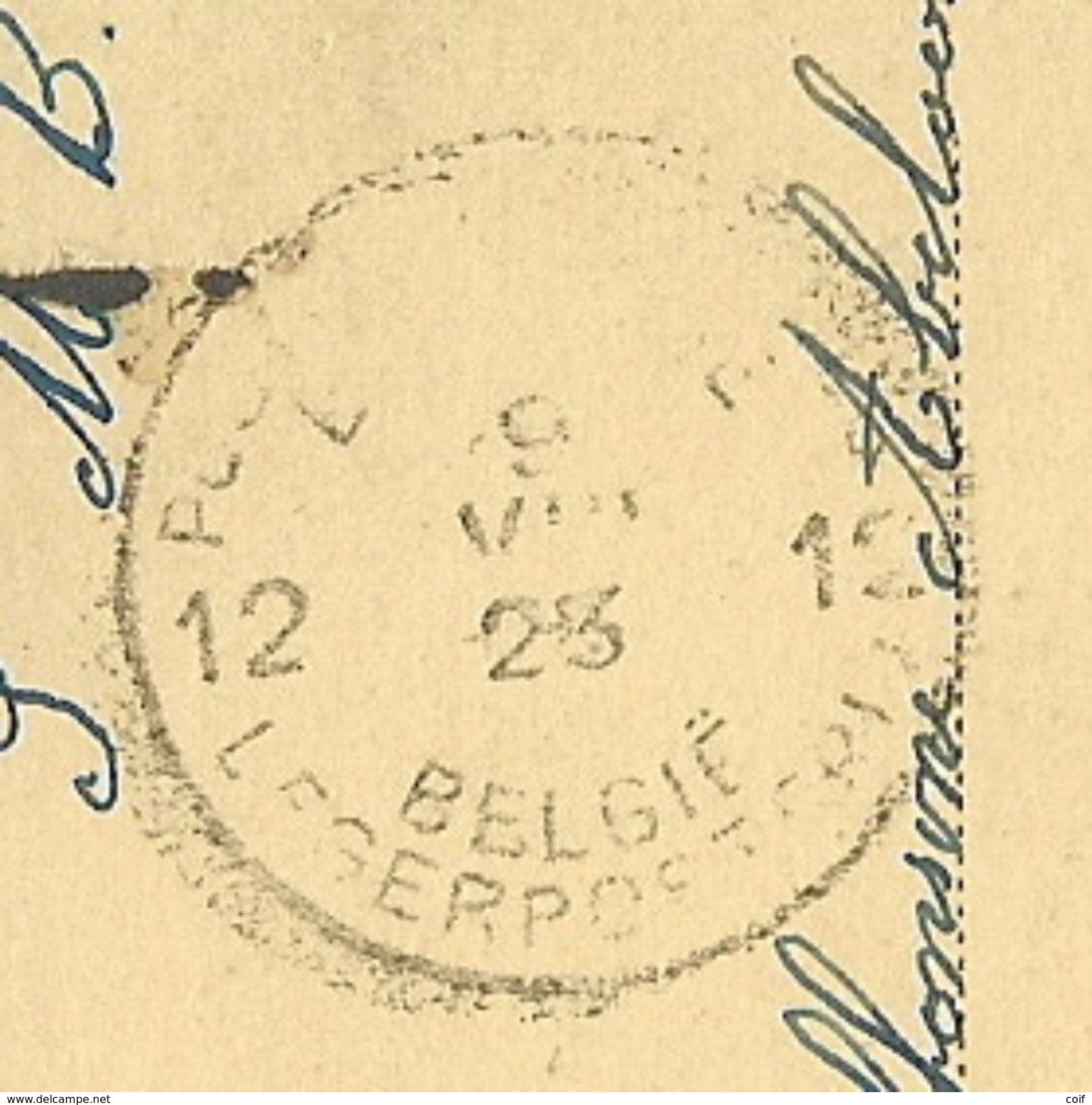 Kaart (Duisburg/Duitsland) Met Stempel Postes Militaires Belgique 12 Op 9/8/23 (treinstempel / Ambulant) - Army