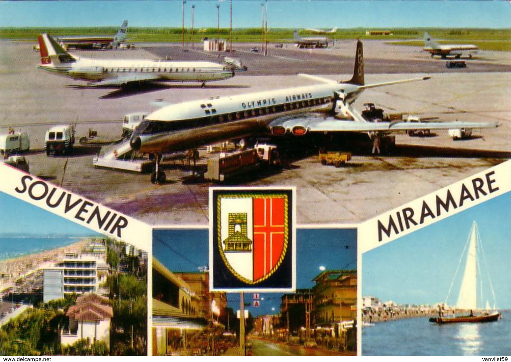 AEROPORTO-AEROPORT-AIRPORT-FLUGHAFEN-AERODROM-MIRAMARE-RIMINI-CARTOLINA VERA FOTOGRAFIA-VIAGG.IL 24-7-1969 - Aerodrome