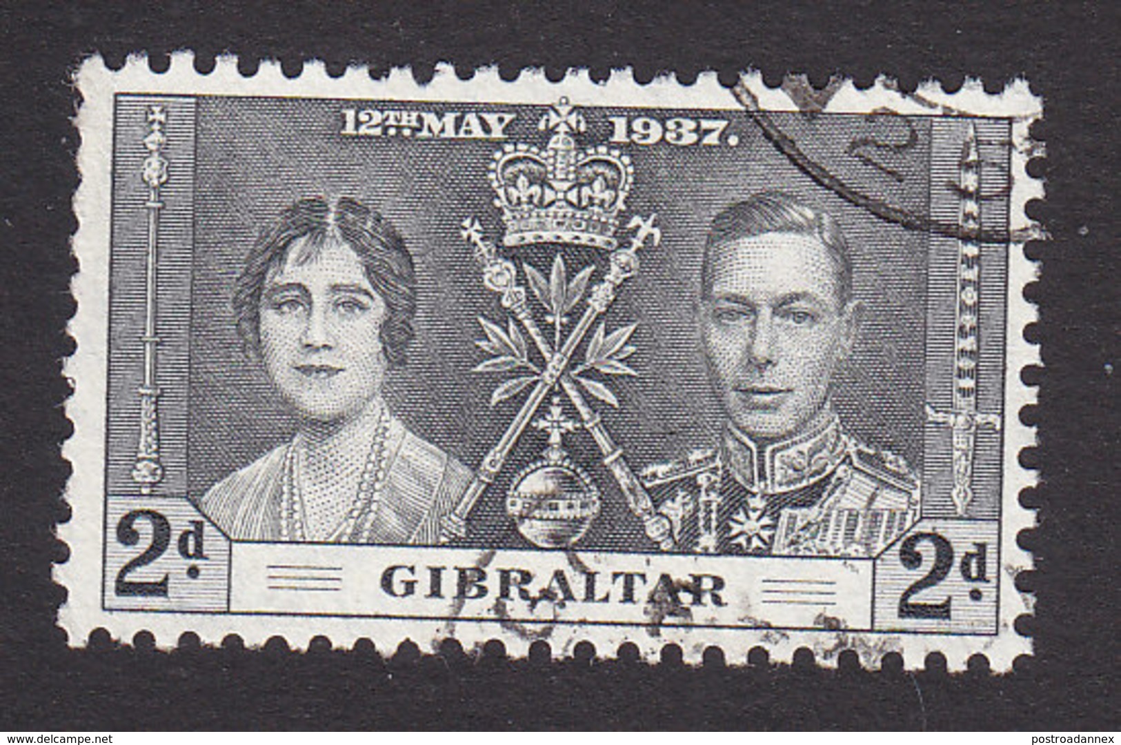 Gibraltar, Scott #105, Used, Coronation, Issued 1937 - Gibilterra