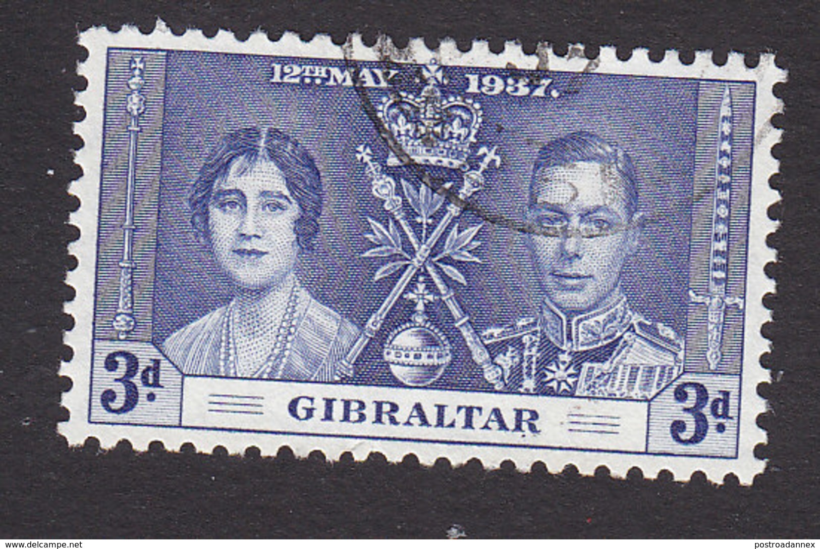 Gibraltar, Scott #106, Used, Coronation, Issued 1937 - Gibilterra