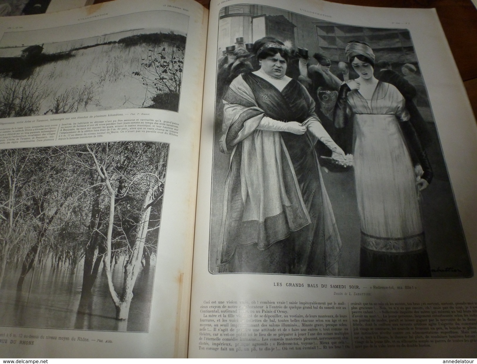 1910 L'ILLUSTRATION:Chasse à l'aigle en Chine;Construction du JEAN-BART à Brest;Crue du Rhône à Beaucaire;etc