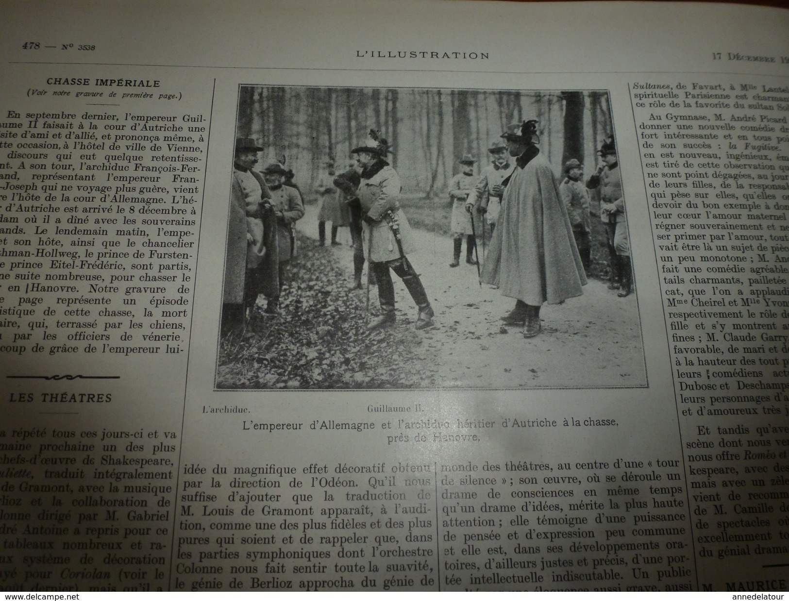 1910 L'ILLUSTRATION:Chasse à l'aigle en Chine;Construction du JEAN-BART à Brest;Crue du Rhône à Beaucaire;etc