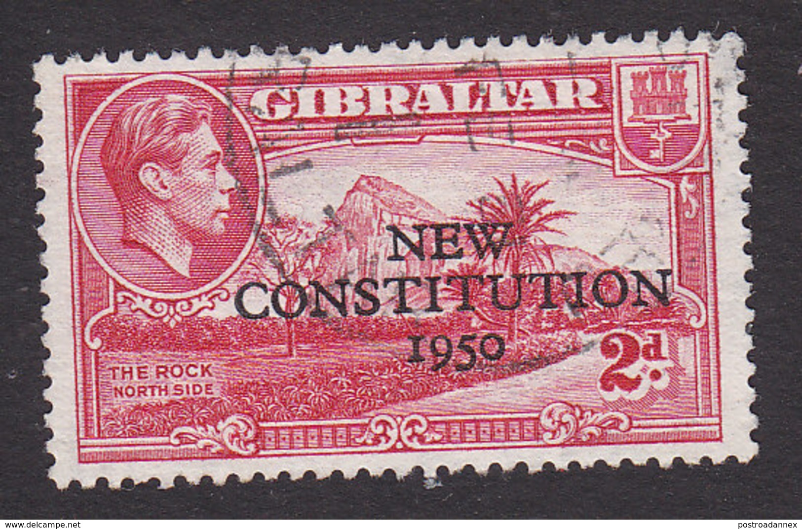 Gibraltar, Scott #127, Used, Rock Of Gibraltar Overprinted, Issued 1950 - Gibilterra