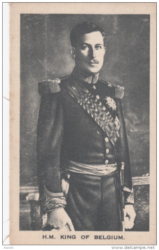 'Silk' Print Of Albert I King Of Belgium, Postcard-sized But Blank Back On Card - Andere & Zonder Classificatie