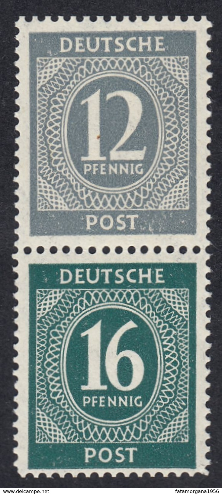 AAS - DEUTSCHLAND - ALLEMAGNE - GERMANIA - 1946 - Porzione Di Carnet Comprendente 2 Valori Nuovi MNH Yvert 9 E 13. - Altri & Non Classificati