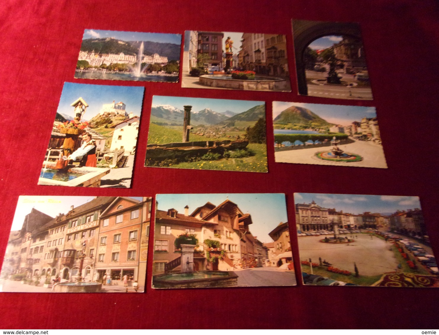 LOT 9 CARTES  POSTALES  DE SUISSE    ( THEME LES FONTAINES  ) TOUS AVEC TIMBRES  REF 619 - Fontaines