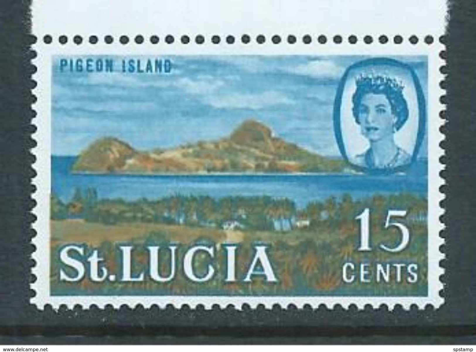 Saint Lucia 1968 15c Pigeon Island Definitive Sideways Watermark MNH - St.Lucia (1979-...)