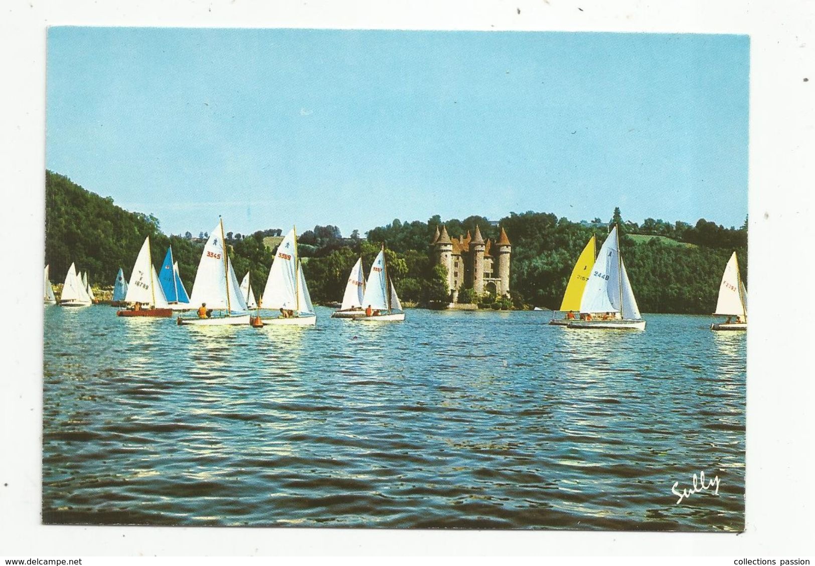 Cp , Bateaux , Voiliers , Château De VAL , 15 , LANOBRE , Sur Le Lac Du Barrage De BORT LES ORGUES , Vierge - Voiliers