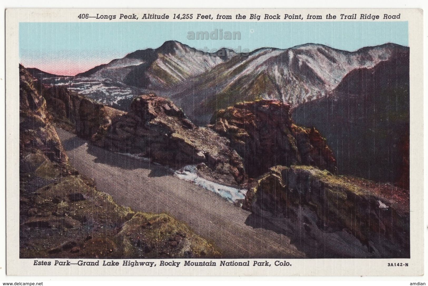 USA, Rocky Mountain National Pak CO, Big Rock Point, Trail Bridge Road, Estes Park, C1930s Unused Vintage Postcard S8885 - Rocky Mountains