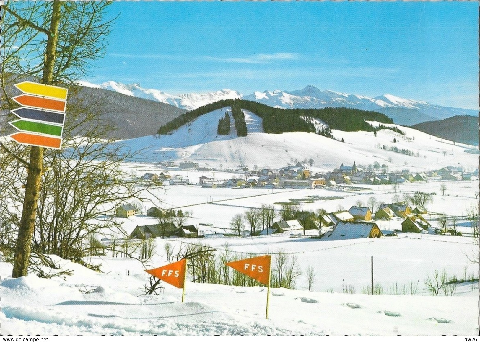 Carte Publicitaire Tybraïne (Laboratoire Ana), Jeux Olympiques D'hiver Grenoble 1968: Autrans, Vue Générale, Ski De Fond - Publicités