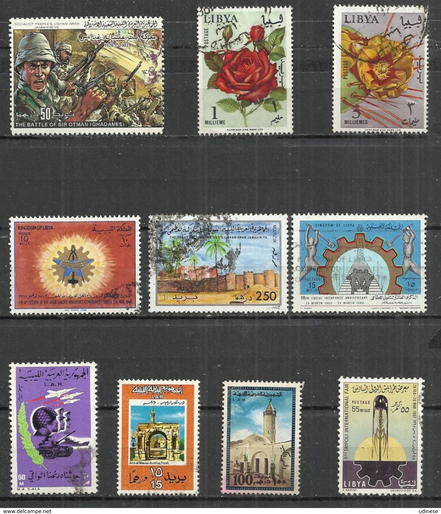 TEN ATA TIME - LIBYA  - LOT OF 10 DIFFERENT 2 - POSTALLY USED OBLITERE GESTEMPELT USADO - Libyen