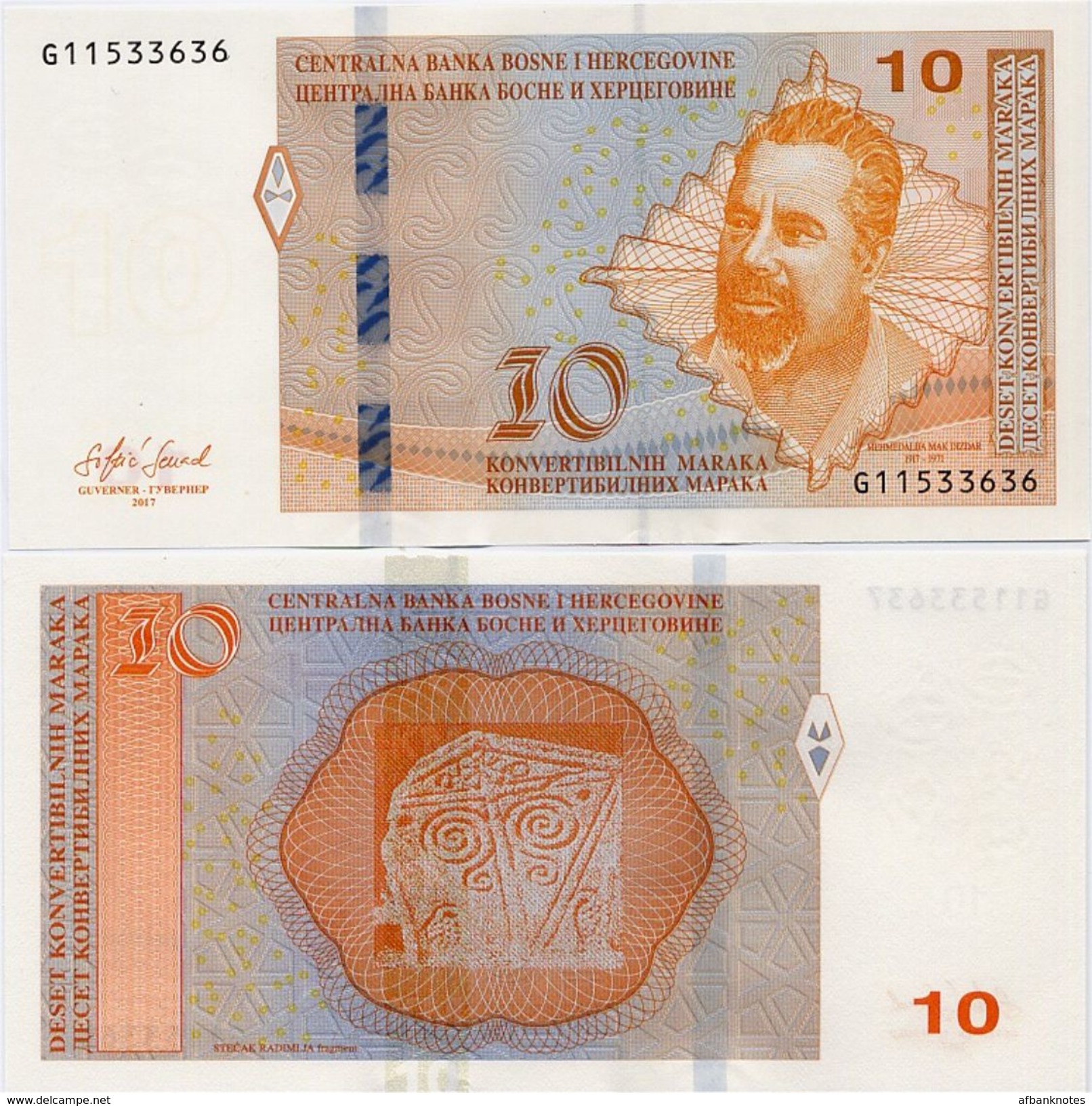 BOSNIA-HERZEGOVINA    10 Konv. Maraka      P-80[b]     2017     UNC  [sign. Softić] - Bosnia And Herzegovina