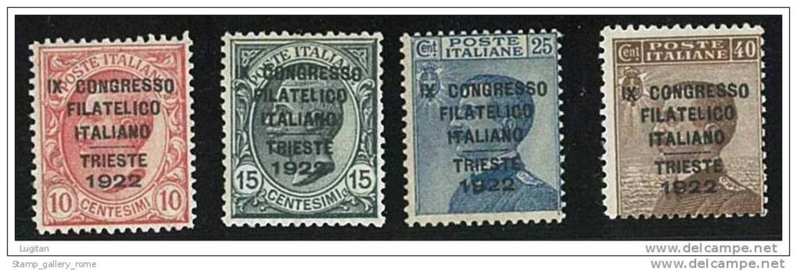 ITALIA REGNO - 9° CONGRESSO FILATELICO ITALIANO A   TRIESTE ANNO 1922 - ** NUOVA GOMMA INTEGRA  CERT. ORO - Nuovi