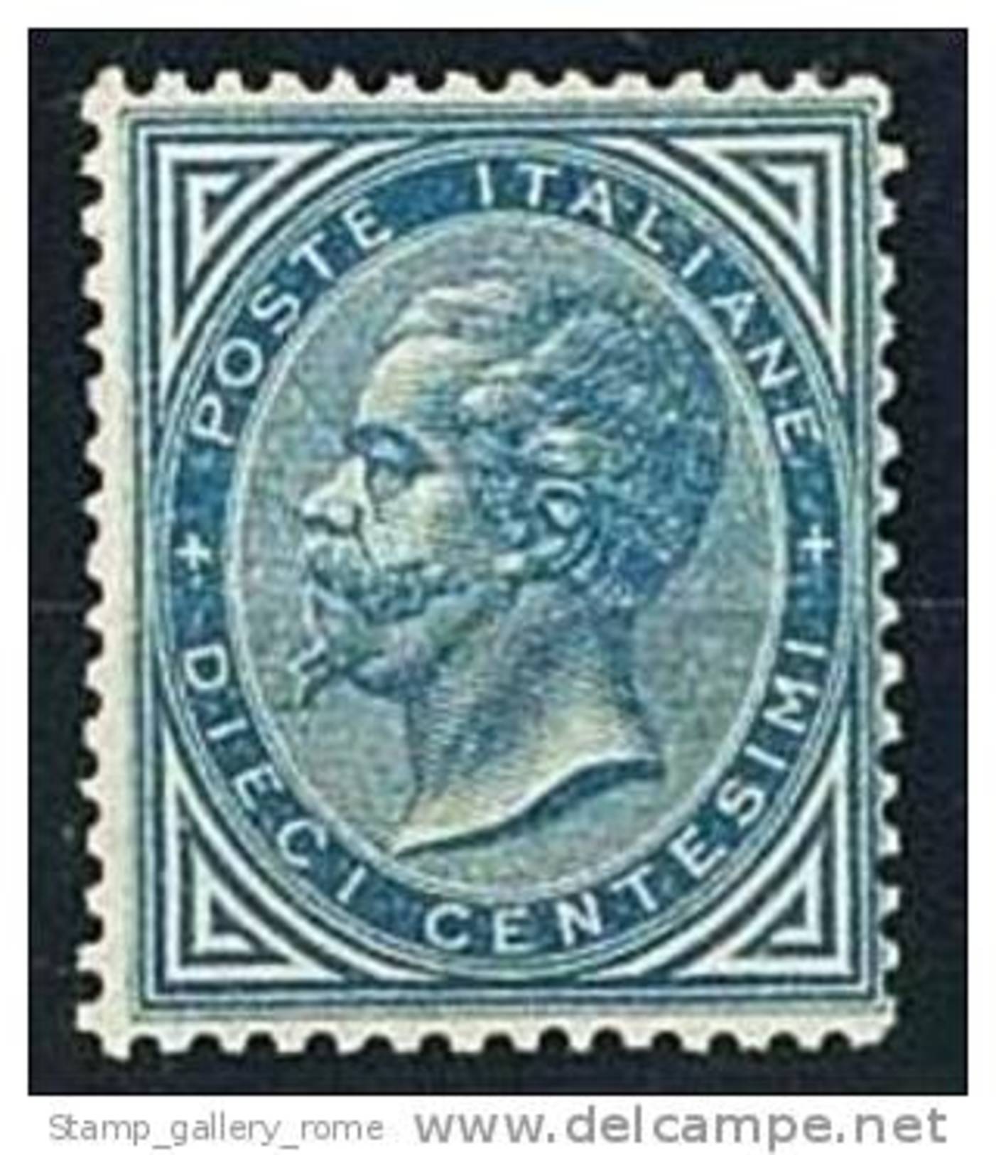 ITALIA REGNO ANNO 1877  - N° 27 - 10 C. AZZURRO   VITTORIO EM. II° - ** MNH NUOVO GOMMA INTEGRA - CERTIFICATO ENZO DIENA - Nuovi