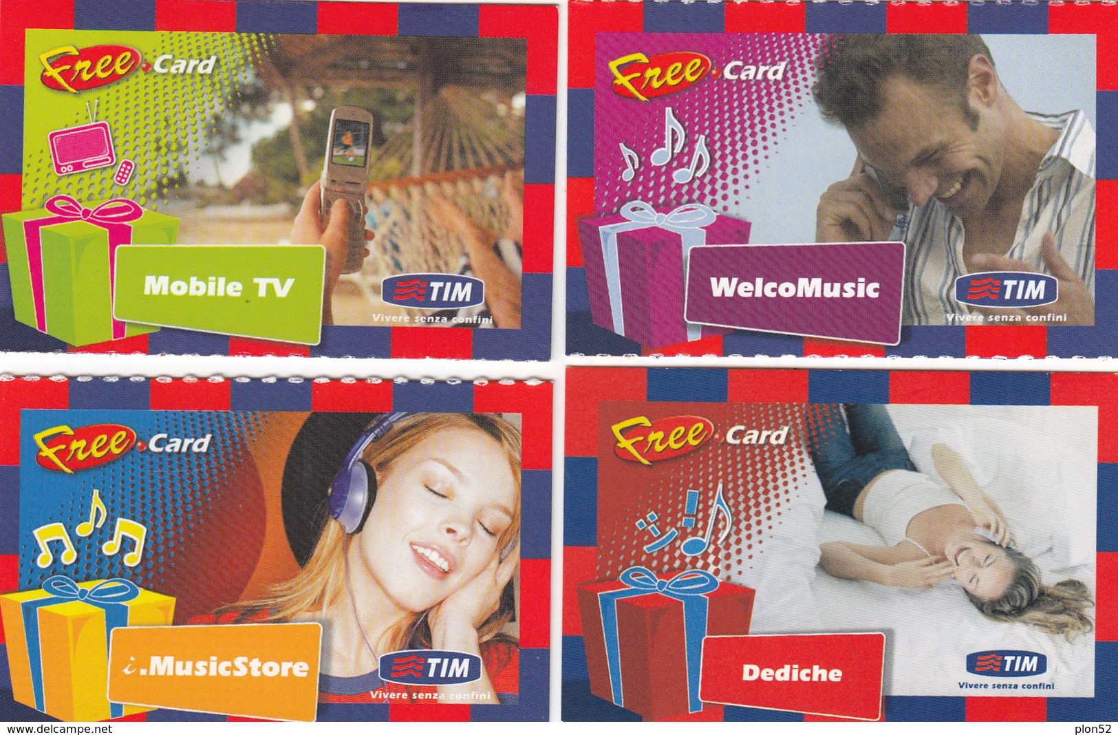 11173- N. 4 FREE CARD TIM - USATE - Tests & Diensten