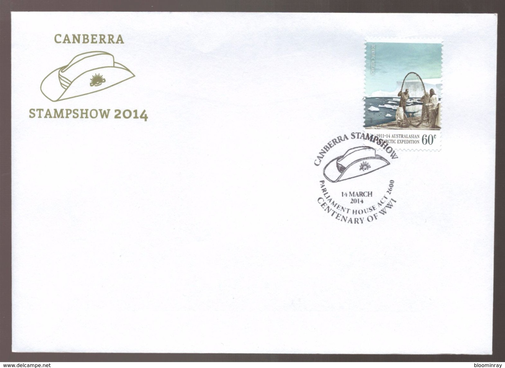 2014 Australia Canberra Stampshow Parliament House Centenary WW1 Commemorative Cover - Primo Giorno D'emissione (FDC)
