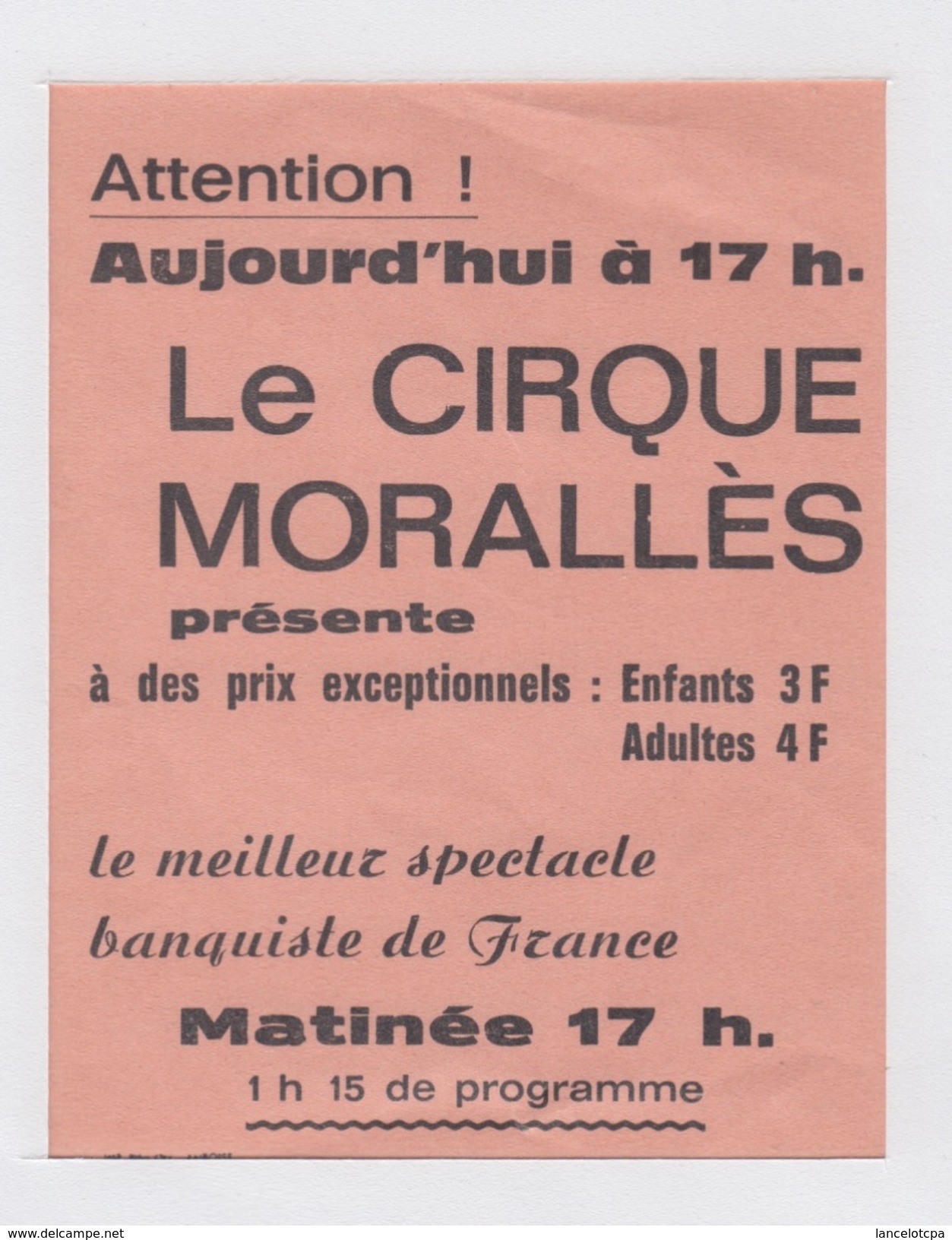 AFFICHETTE Du CIRQUE MORALLES - Afiches