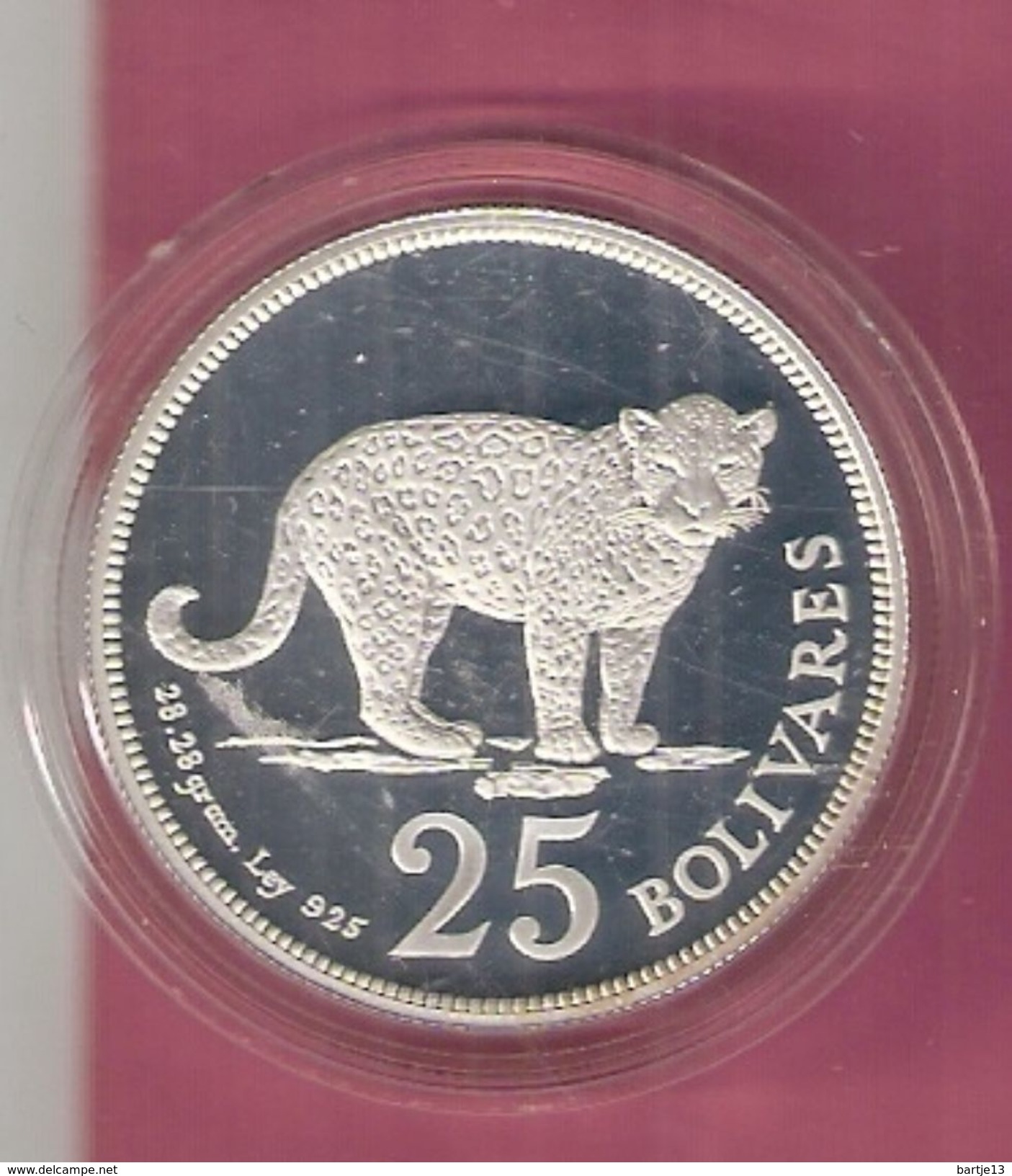 VENEZUELA 25 BOLIVARS1975 SILVER PROOF WWF JAGUAR - Venezuela