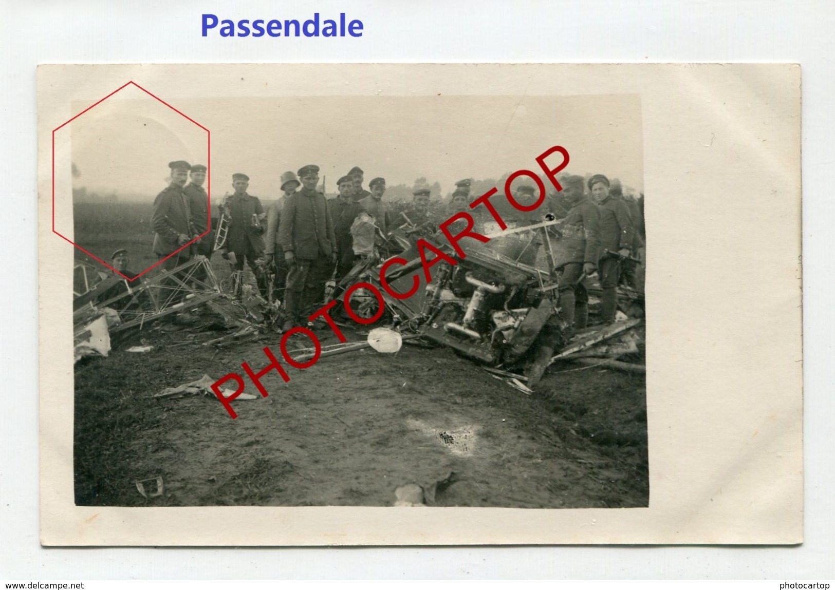 AVION Anglais-Passendale-Passchendaele-CARTE PHOTO All.-Fliegerei-Aviation-Guerre 14-18-1 WK-Westflandern-Militaria-Feld - Zonnebeke