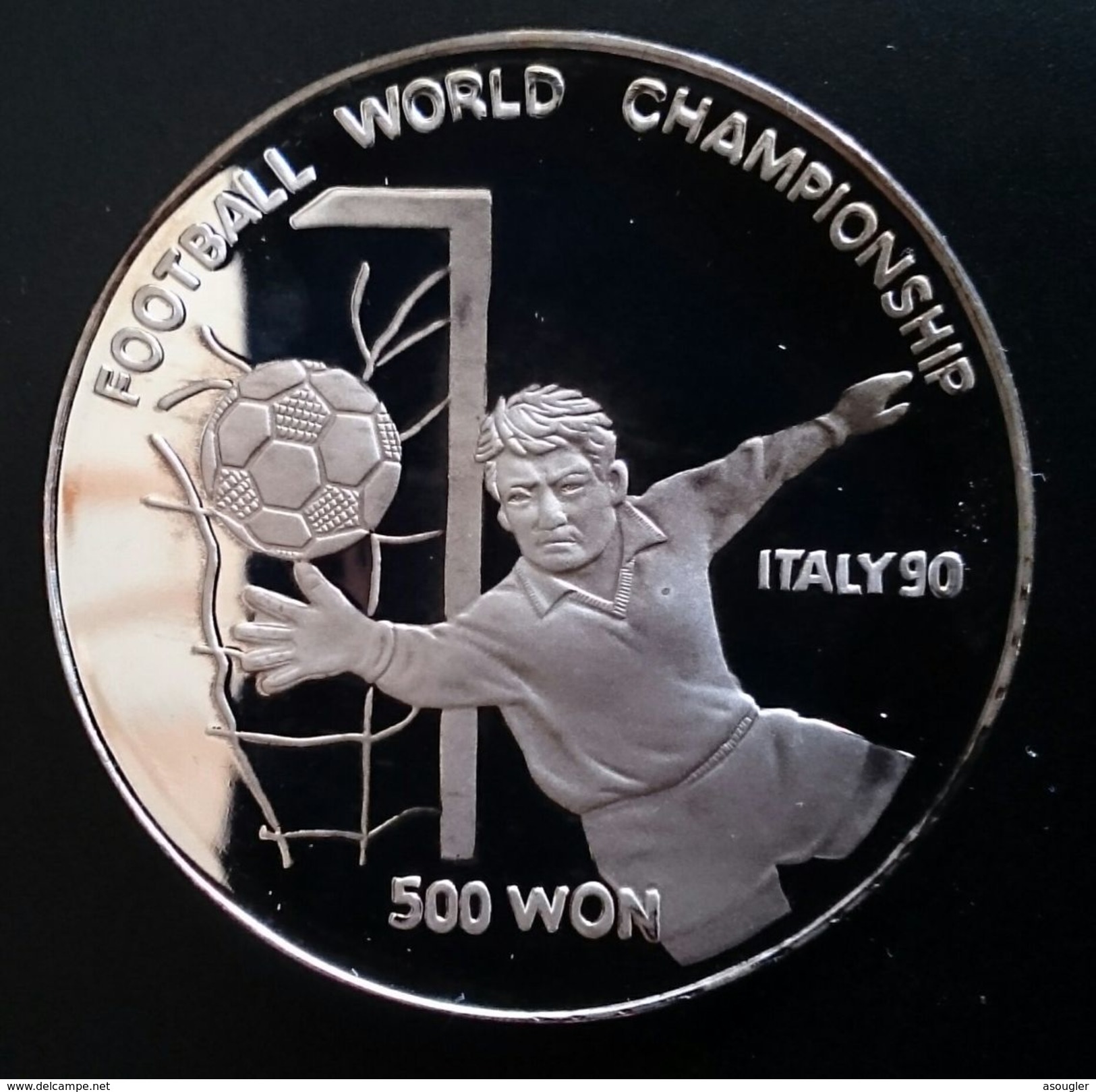 NORTH KOREA 500 WON 1989 SILVER PROOF "World Championship Soccer 1990"  Free Shipping Via Registered Air Mail - Korea (Nord-)