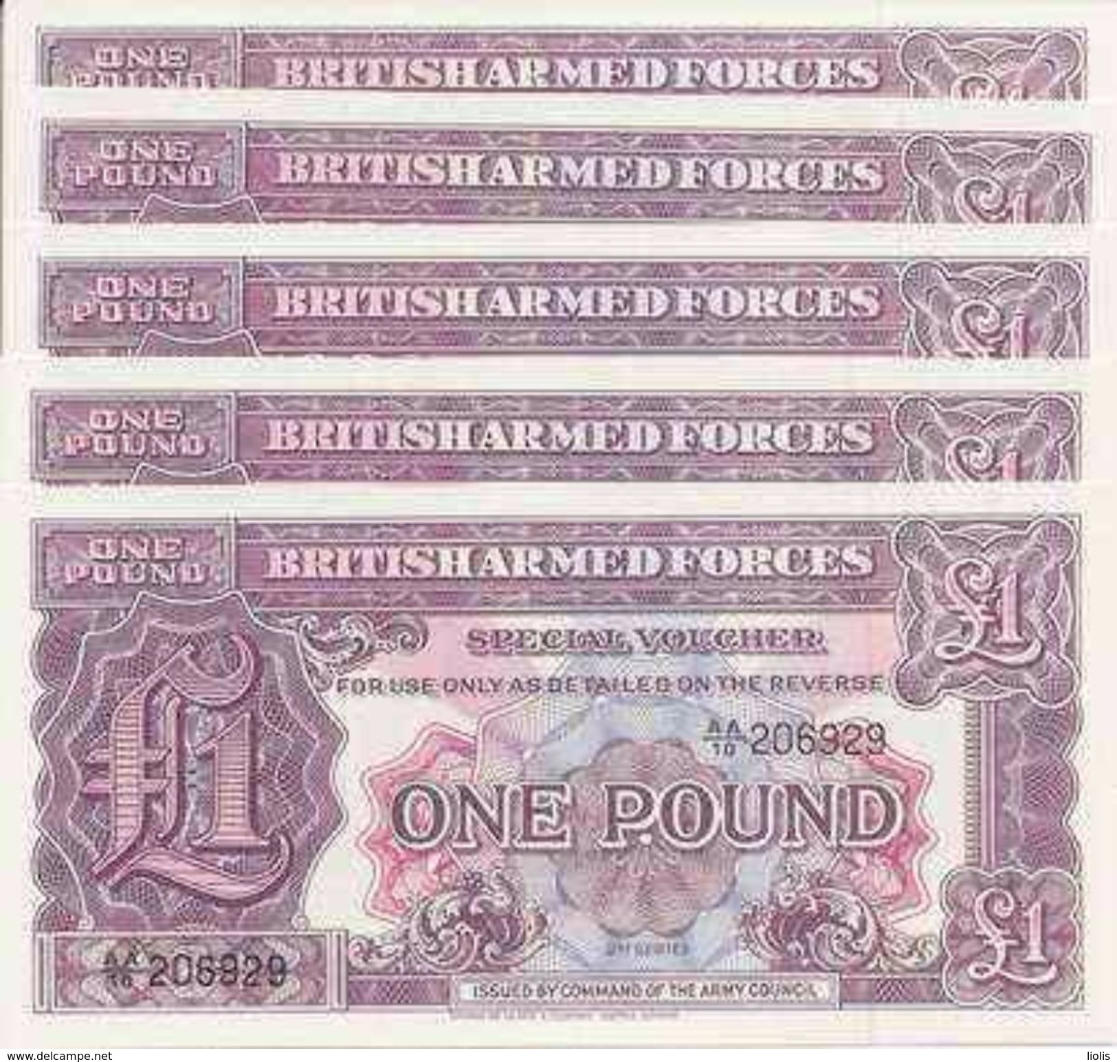 Great Britain 1 Pound  (2th Series) UNC (Lot) - British Armed Forces & Special Vouchers