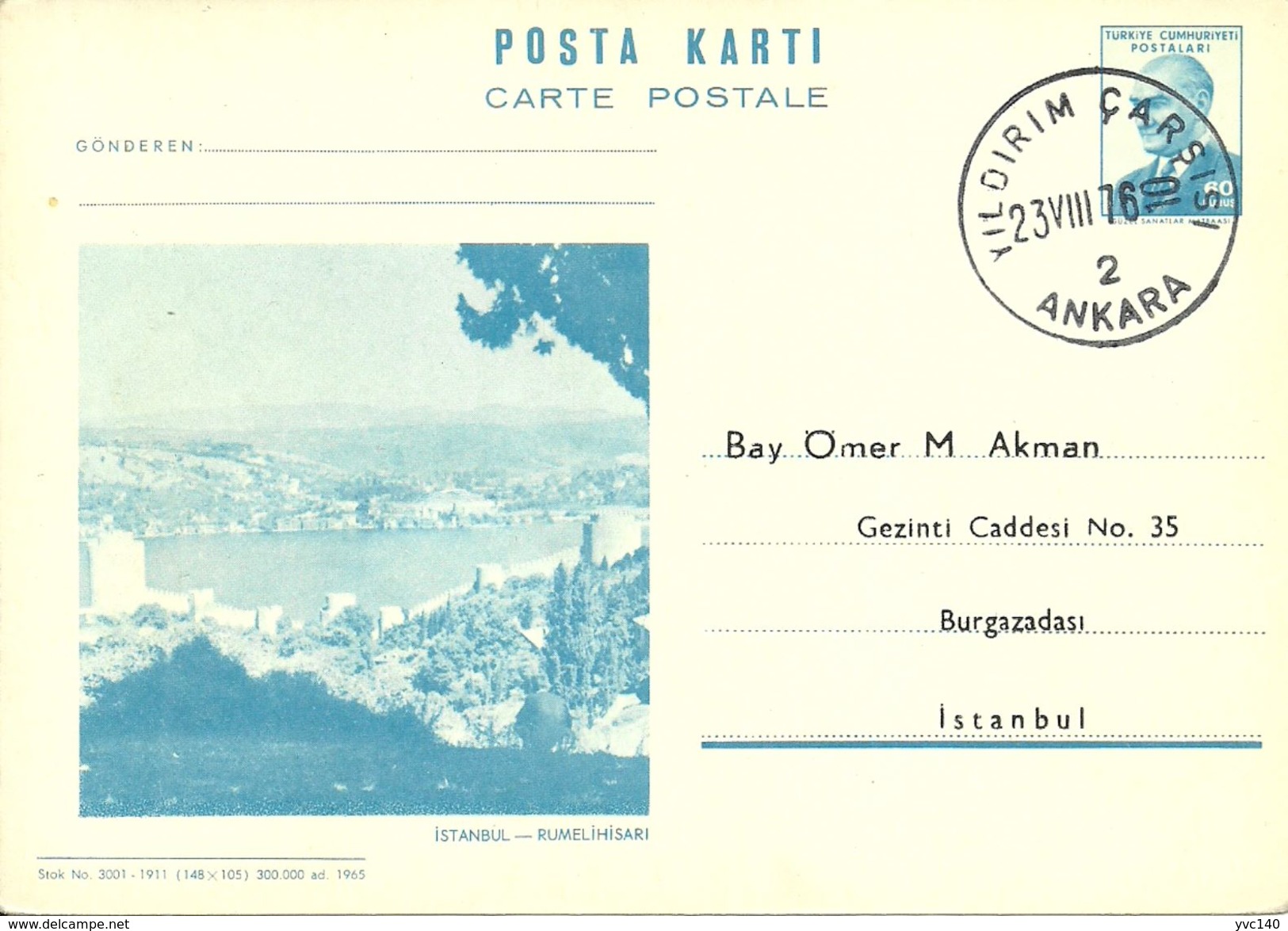 Turkey; 1965 Postal Stationery Isfila AN 210 - Postwaardestukken