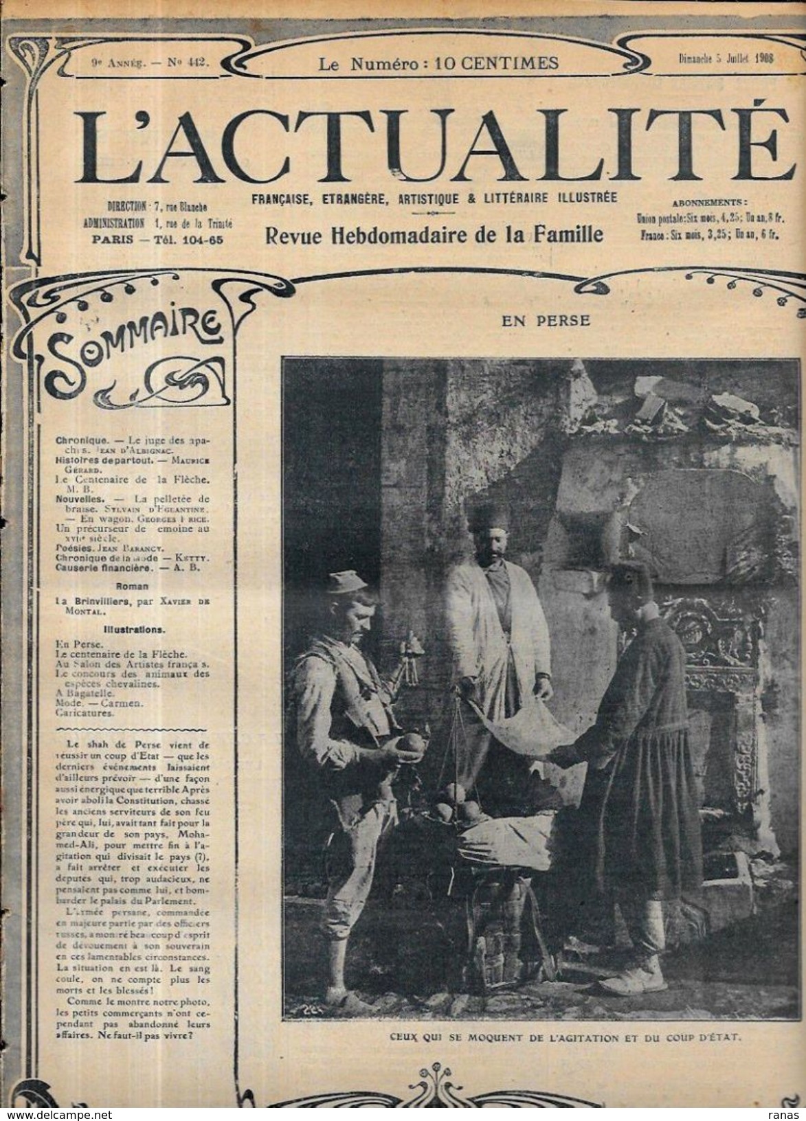 Revue L'actualité N° 442 De 1908 Perse Iran Le Shah Mohamed ALI - Other & Unclassified