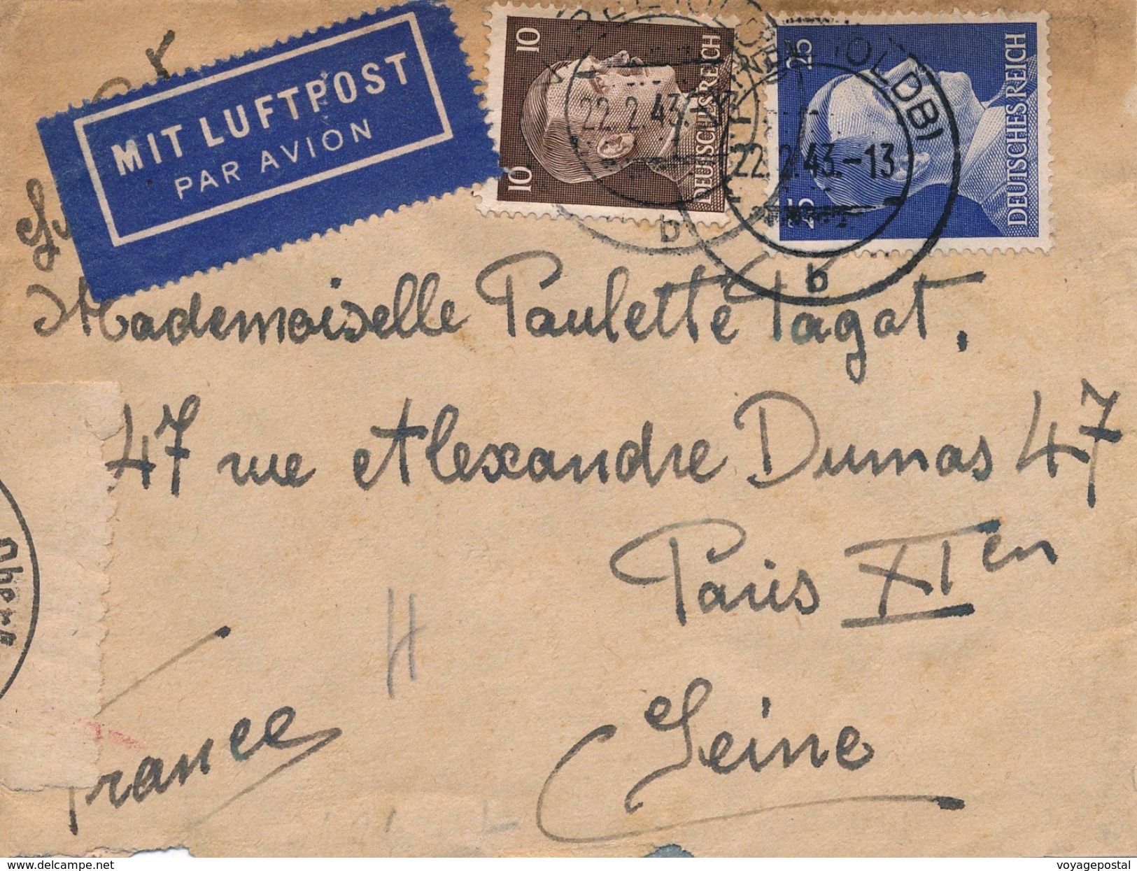 Lettre Varel Oldenburg Double Censure WWII - Lettres & Documents