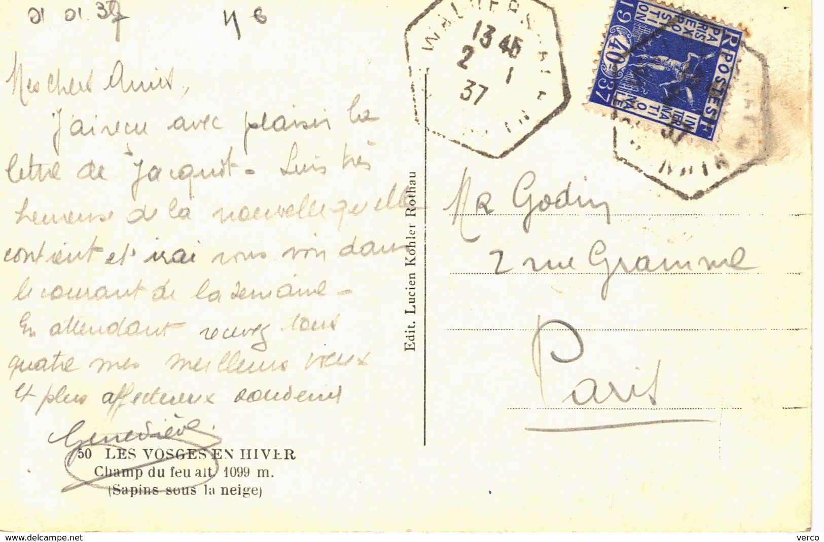 Carte Postale Ancienne De CHAMP Du FEU (alt 1099m) - Other & Unclassified