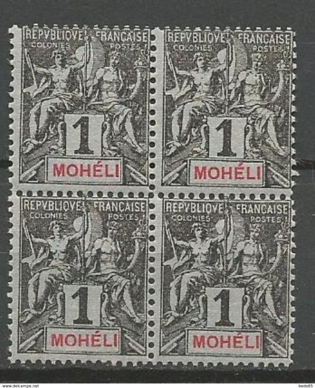 MOHELI N° 1 EN BLOC DE 4 NEUF**   SANS  CHARNIERE    / MNH - Ungebraucht