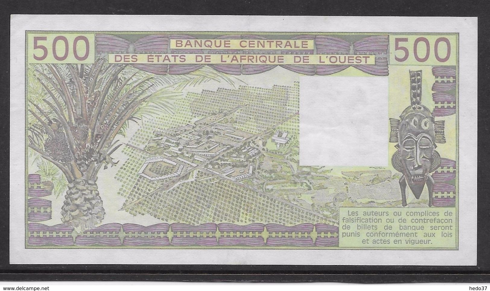 Côte D'Ivoire - 500 Francs - 1989  - Pick N°106Ai - SPL - Côte D'Ivoire