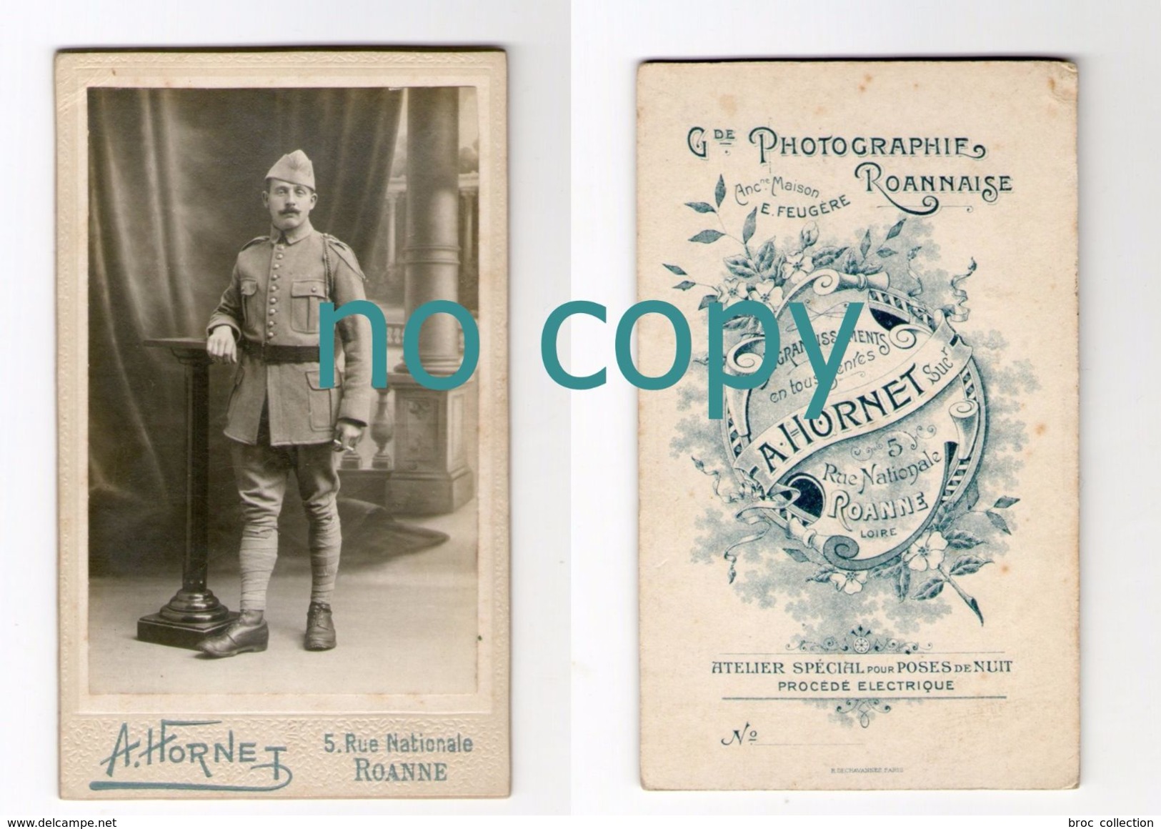 Photo Cdv D'un Militaire, 5 Ou 6 Sur Col, Photographe A. Hornet, Roanne - Guerre, Militaire