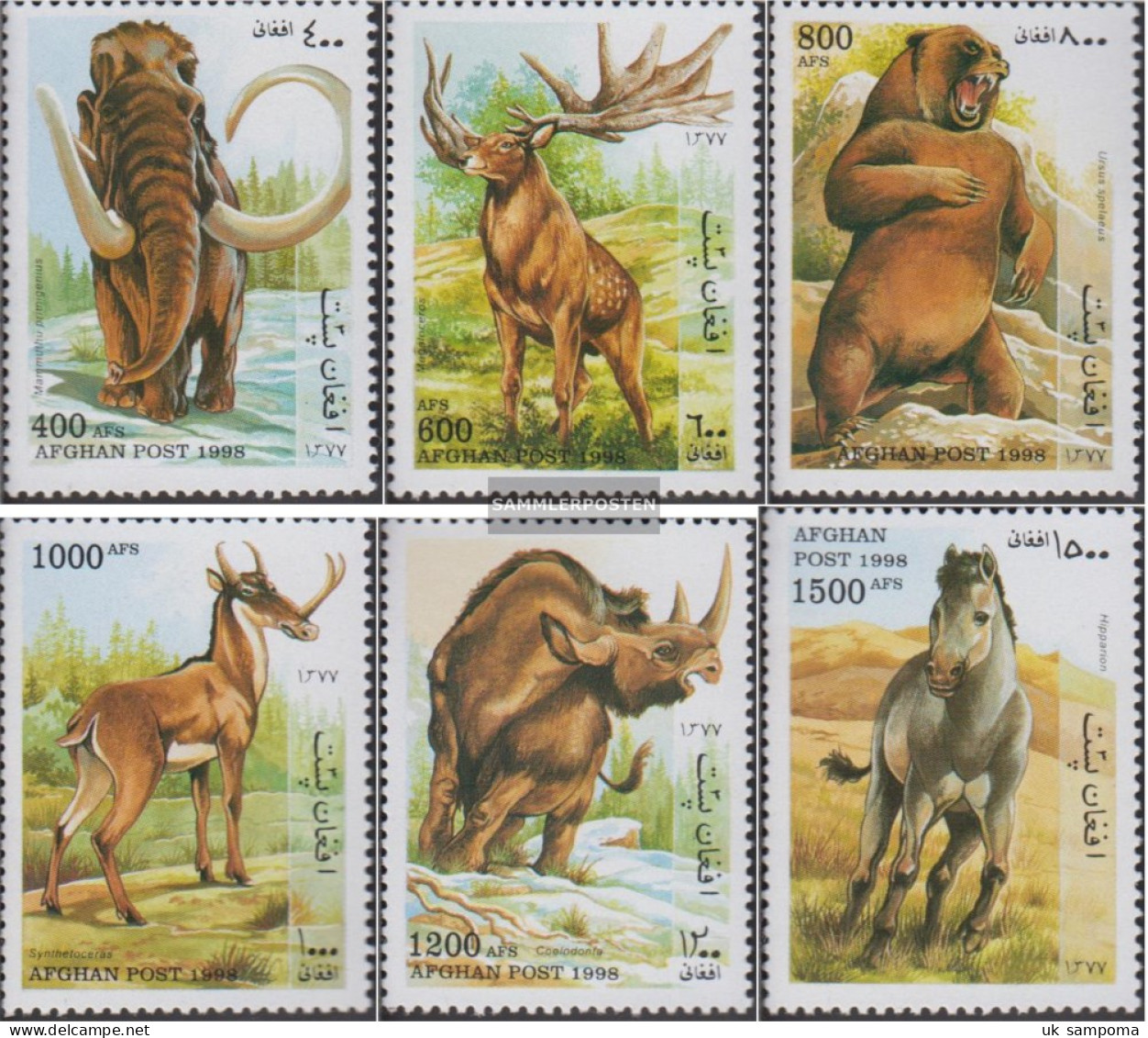 Afghanistan 1784-1789 (complete Issue) Unmounted Mint / Never Hinged 1998 Prehistoric Mammals - Afghanistan