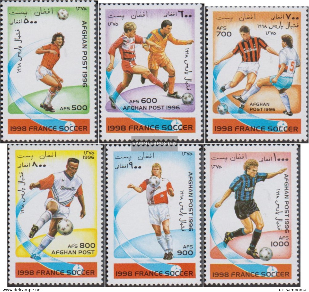 Afghanistan 1681-1686 (complete Issue) Unmounted Mint / Never Hinged 1996 Football-WM In France - Afghanistan