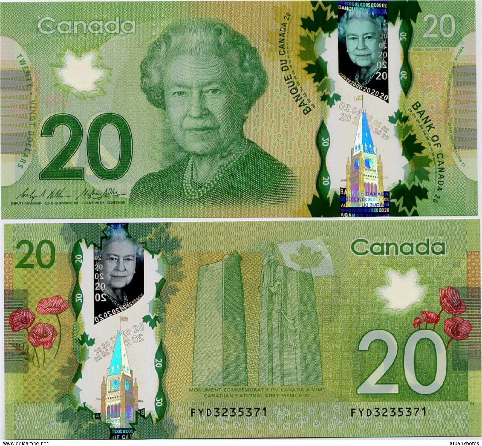 CANADA       20 Dollars       P-108b       2012 (ca. 2015)       UNC  [ Sign. Wilkins - Poloz ] - Canada