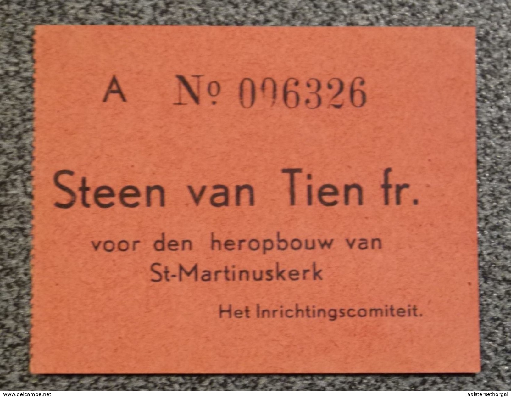 Aalst St Martinuskaart Heropbouw "steen Van 10 Fr" - Documents Historiques