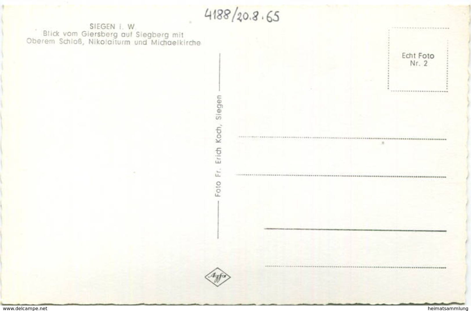 Siegen In Westfalen - Foto-AK 60er Jahre - Verlag Erich Koch Siegen - Siegen