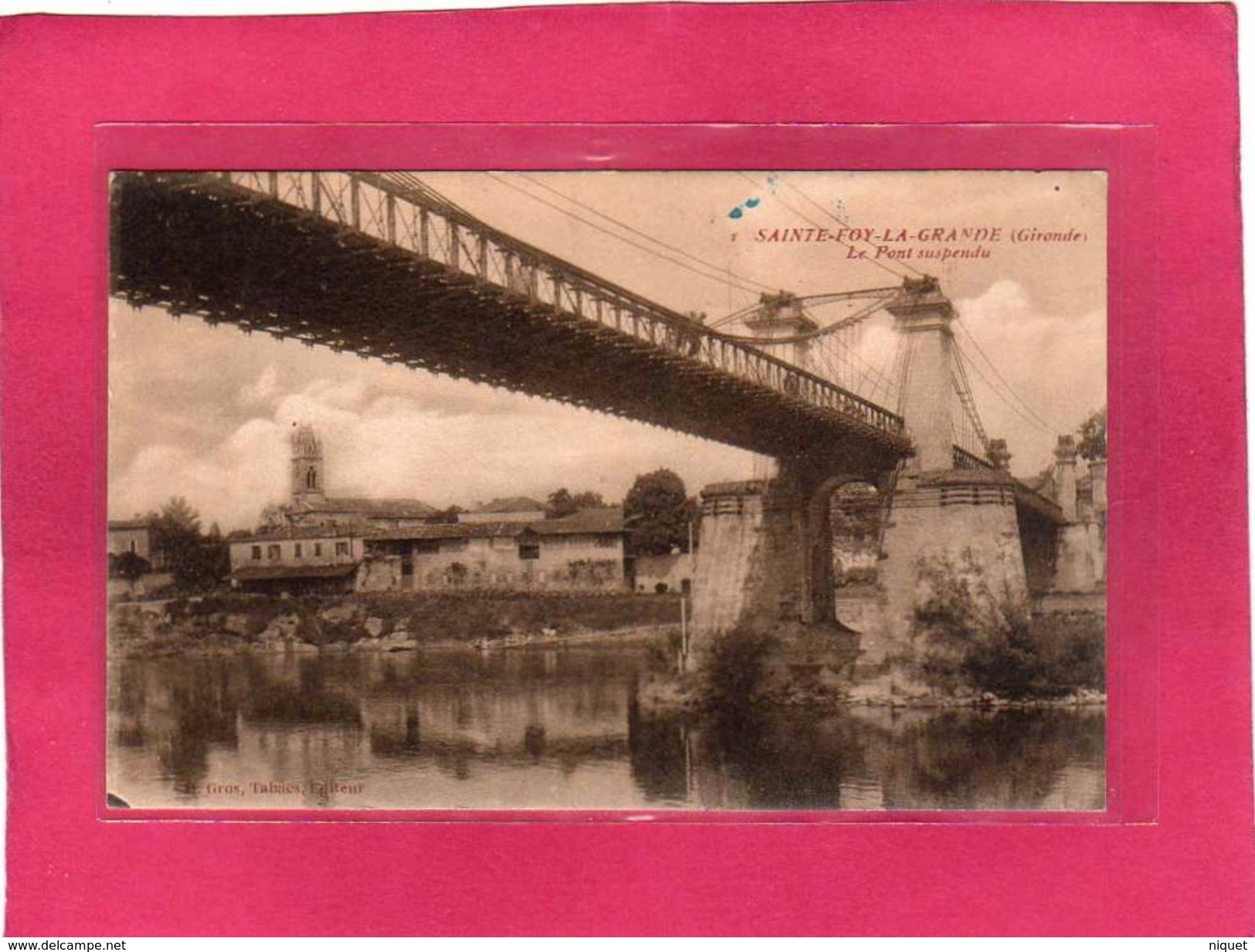 33 Gironde, Sainte Foy La Grande, Le Pont Suspendu, Animée, (M. Gros) - Autres & Non Classés