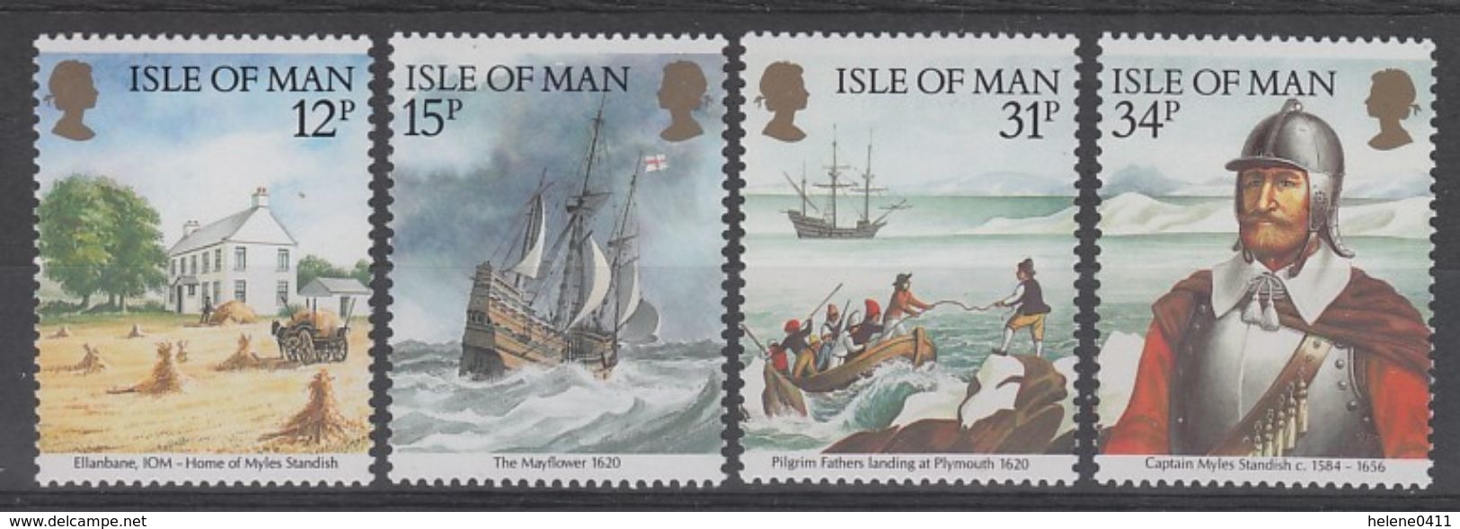 SERIE NEUVE DE L'ILE DE MAN - MYLES STANDISH, CAPITAINE DU "MAYFLOWER" N° Y&T 306 A 309 - Indipendenza Stati Uniti