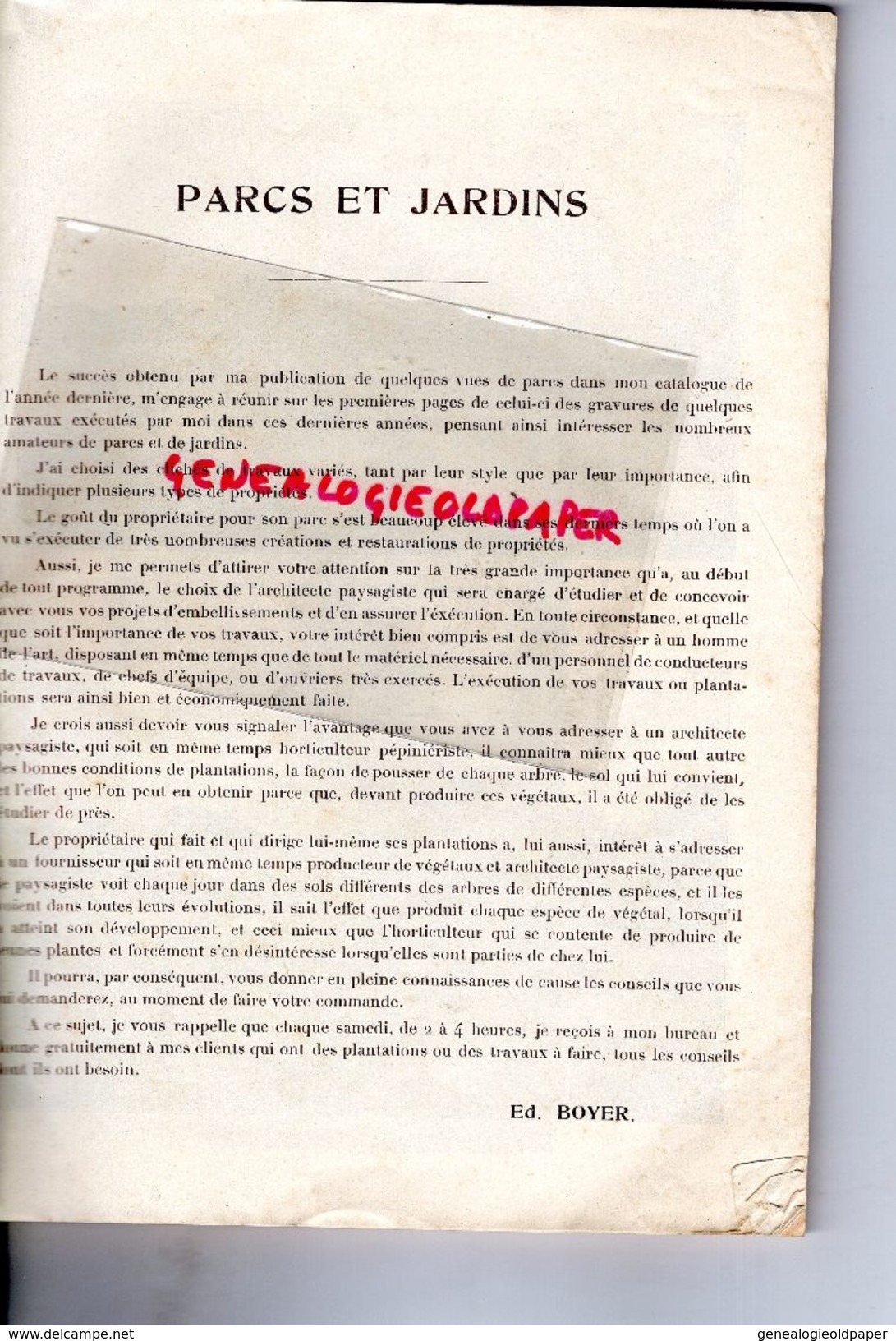 49- ANGERS-RARE CATALOGUE FOCQUEREAU LENFANT BOYER- ARCHITECTE PAYSAGISTE-HORTICULTURE PEPINIERES-25 RUE ST LEONARD-1910 - Landwirtschaft