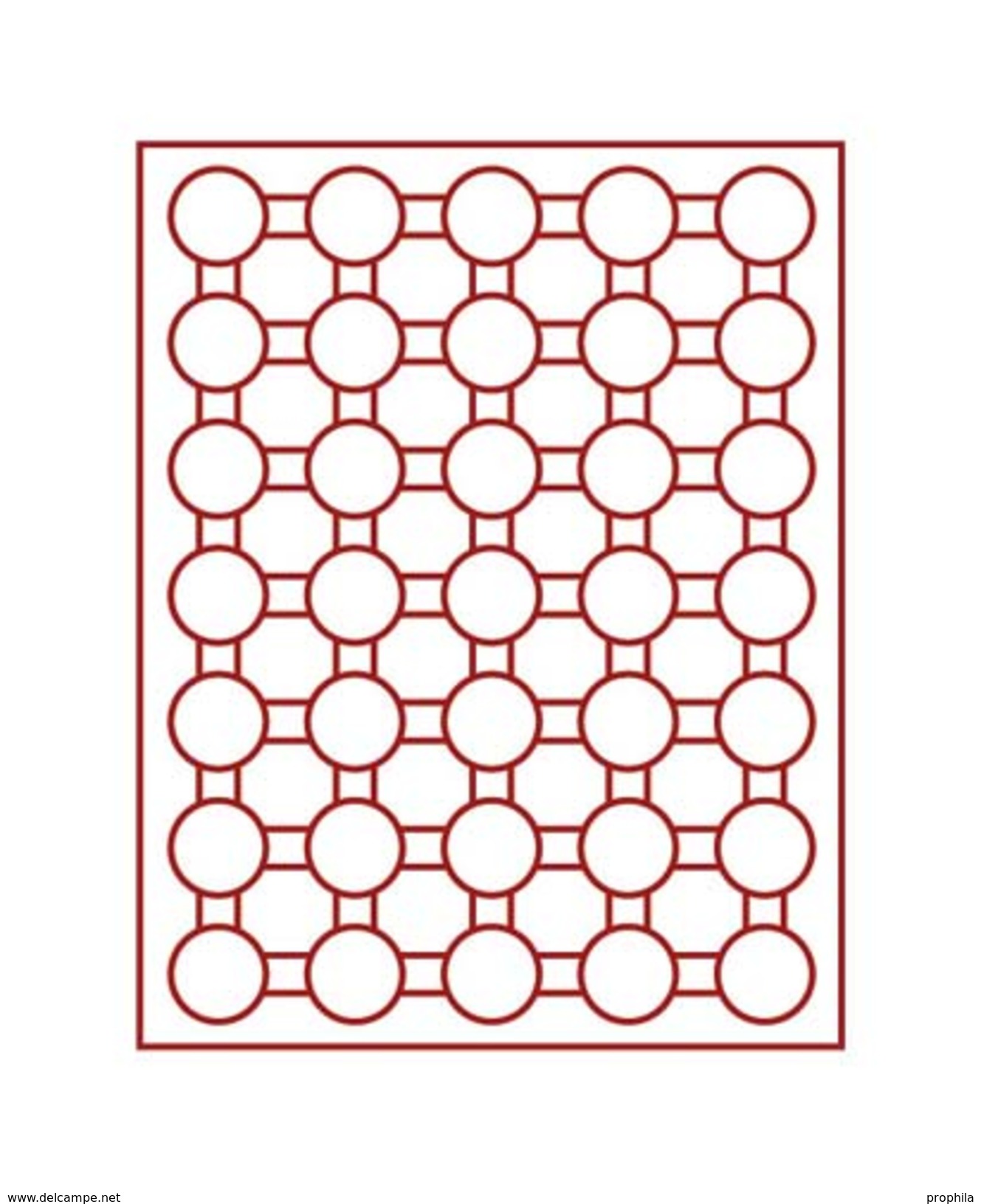 Lindner 2935 Münzbox Mit 35 Runden Vertiefungen Für Münzkapseln Mit Außen-Ø 34 Mm-Rauchglas / Dunkelrote Einlage - Zubehör