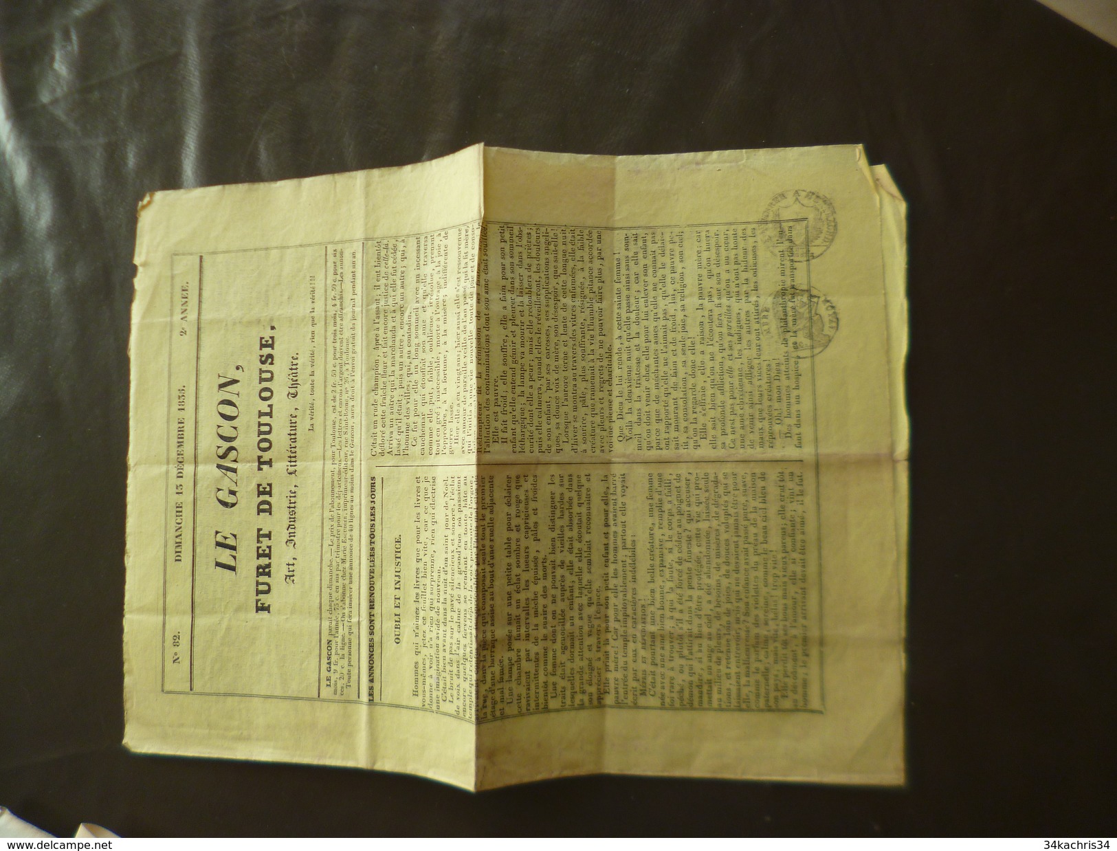 Le Gascon Furet De Toulouse Art, Industrie, Littérature, Théâtre 13/12/1835 4 Pages - 1800 - 1849