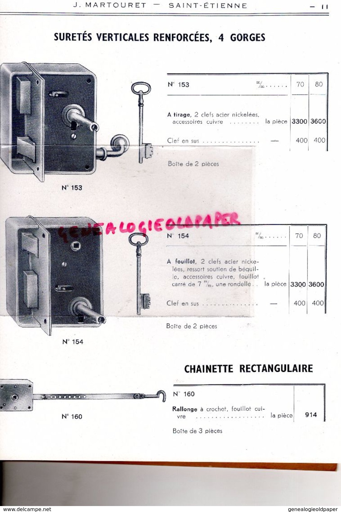 42-ST SAINT ETIENNE-MONISTROL SUR LOIRE-TERRENOIRE- RARE BEAU CATALOGUE J. MARTOURET-1952-SERRURES BOULONS FERRONNERIE-