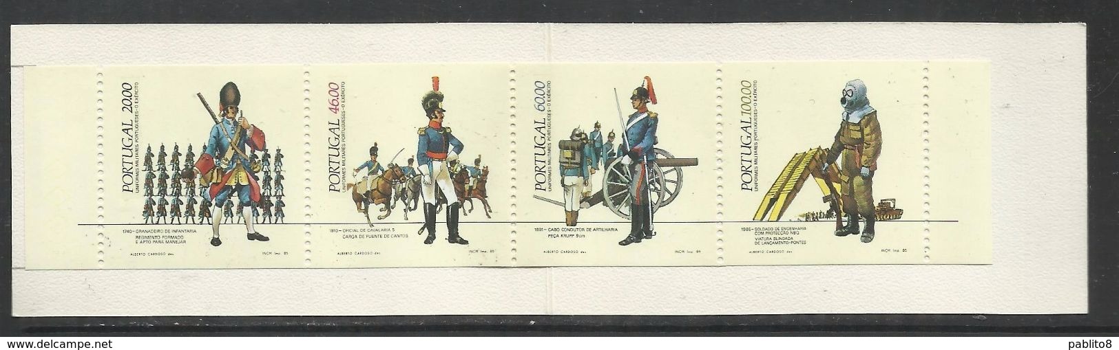 PORTOGALLO PORTUGAL 1985 UNIFORME MILITARI AVIAZIONE AIR FORCE ARMY BOOKLET LIBRETTO NUOVO UNUSED MNH - Cuadernillos