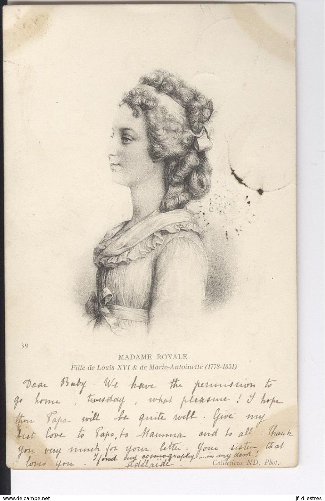 CPAS Madame Royale Collections  ND 1903 à Mademoiselle A M Capelle Bruxelles, Signé Adélaïde [Capelle] - Autres & Non Classés